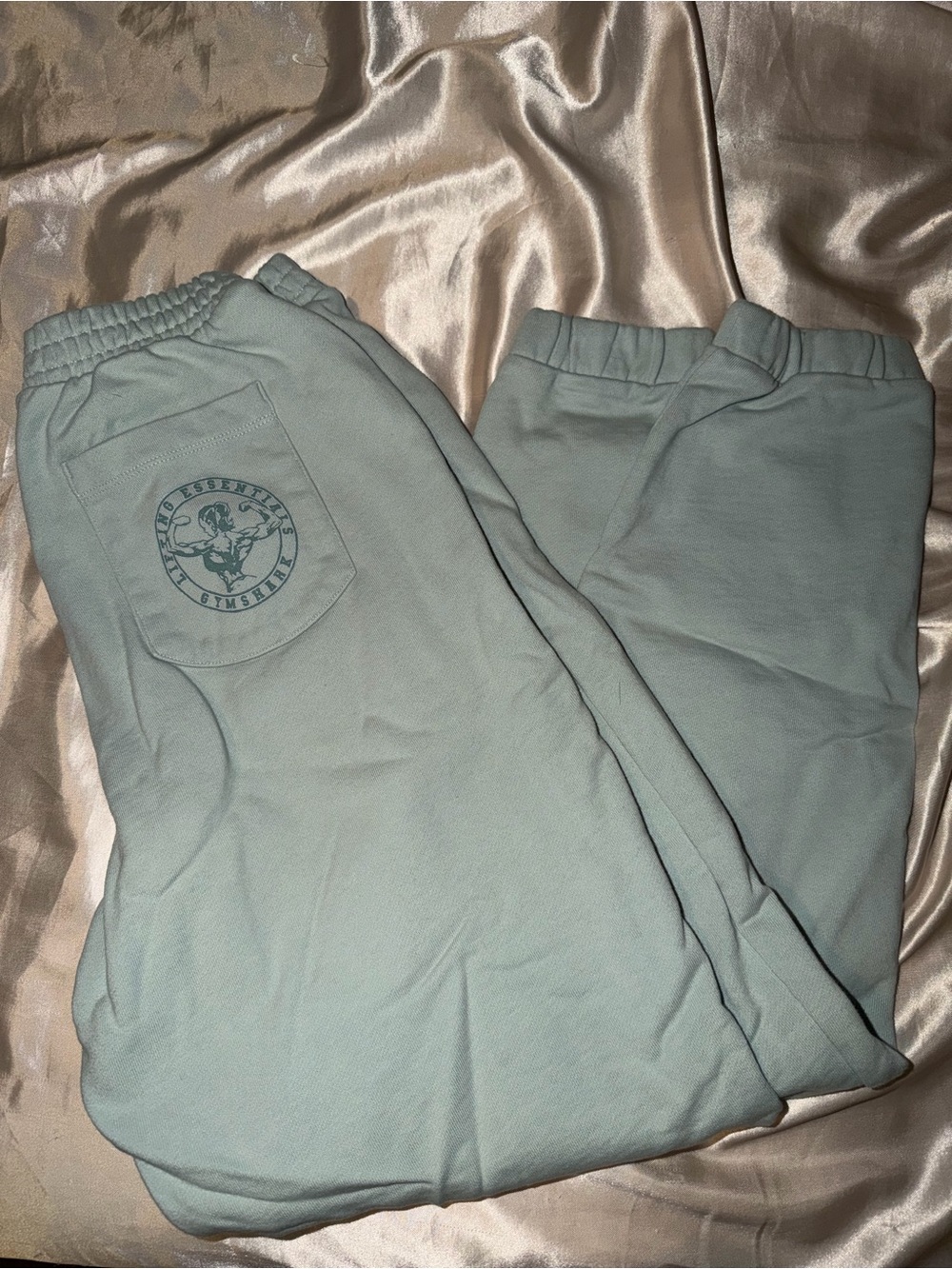 Gymshark Sage Green Joggers with Logo Pocket